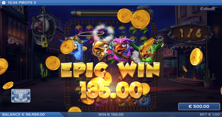 Pirots 3 Epic Win-vinst