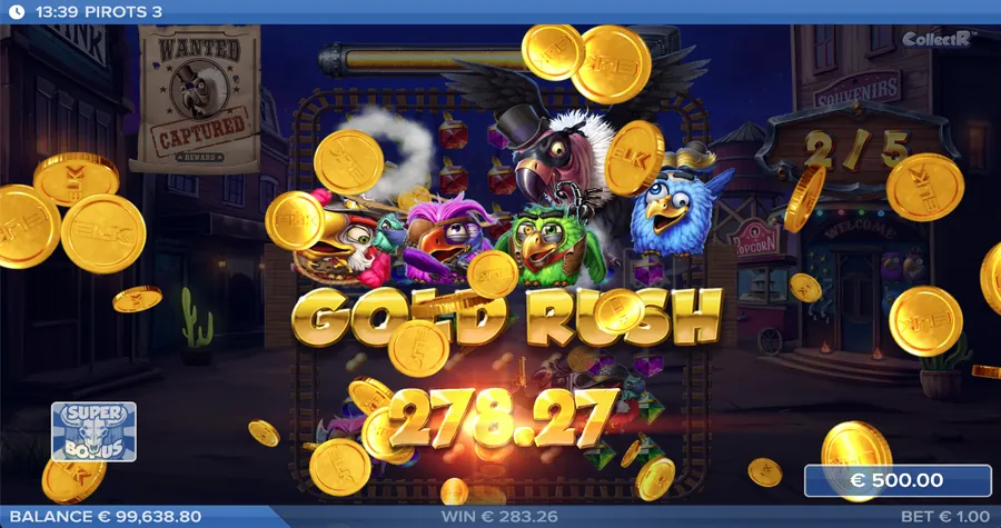 Pirots 3 Gold Rush-vinst